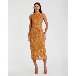 Mac Duggal Orange Midi Dress